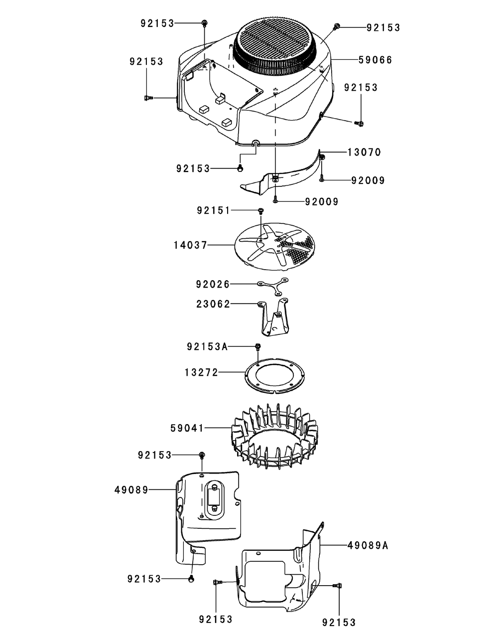 Kawasaki Fr691v-As05 Cooling Equipment Diagram and Parts List for Z-FORCES54 (17AI5GHC-17AI5GHC010)(2012) Cub Cadet Lawn Tractor
